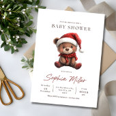 クリスマステディベイビーシャワー かわいいホリデーベイビー 招待状