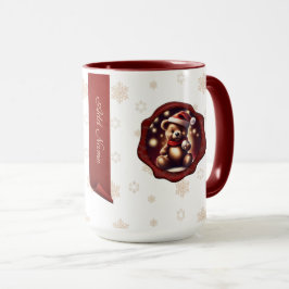 クリスマステディボールパーソナライズされたバナーホワイト マグカップ