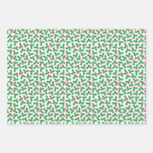 クリスマステディ、ホリーベリー、雪片セット ラッピングペーパーシート (正面2)