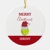 クリスマステニススポーツボール名前をカスタムする セラミックオーナメント (正面)
