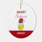 クリスマステニススポーツボール名前をカスタムする セラミックオーナメント (左)