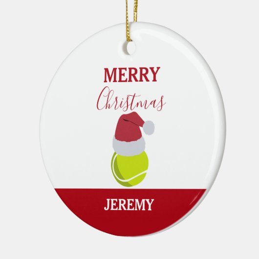 クリスマステニススポーツボール名前をカスタムする セラミックオーナメント (左)