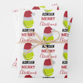 クリスマステニススポーツボール名前をカスタムする ラッピングペーパーシート (インサイチュ)