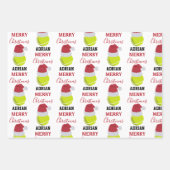 クリスマステニススポーツボール名前をカスタムする ラッピングペーパーシート (正面)