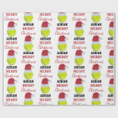 クリスマステニススポーツボール名前をカスタムする ラッピングペーパー (フラット)