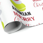 クリスマステニススポーツボール名前をカスタムする ラッピングペーパー (ロールコーナー)