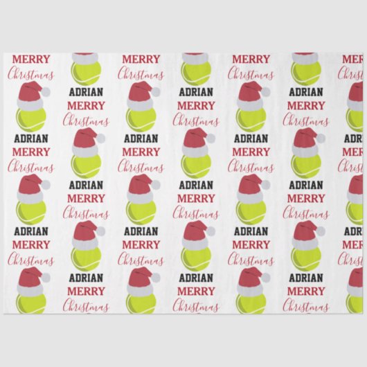 クリスマステニススポーツボール名前をカスタムする 薄葉紙 (正面)