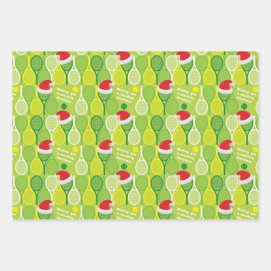 🎄クリスマス🎾テニスパターン ラッピングペーパーシート (正面)