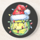 クリスマステニスプレイヤーサンタ帽子 コースター (正面)