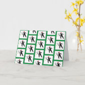 クリスマステニスプレーヤーグリーンパターン カード (黄色い花)