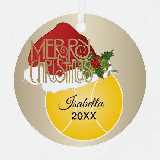 クリスマステニスボール メタルオーナメント (正面)