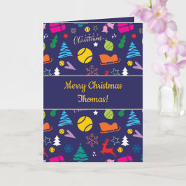 🎄クリスマス🎾テニス海軍ブルークリスマス カード