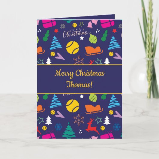 🎄クリスマス🎾テニス海軍ブルー カード (正面)