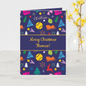 🎄クリスマス🎾テニス海軍ブルー カード (黄色い花)