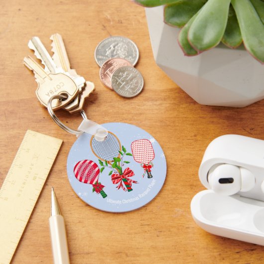 クリスマステニス、パドルボール、ピックボールプレーヤー キーホルダー (デスク)