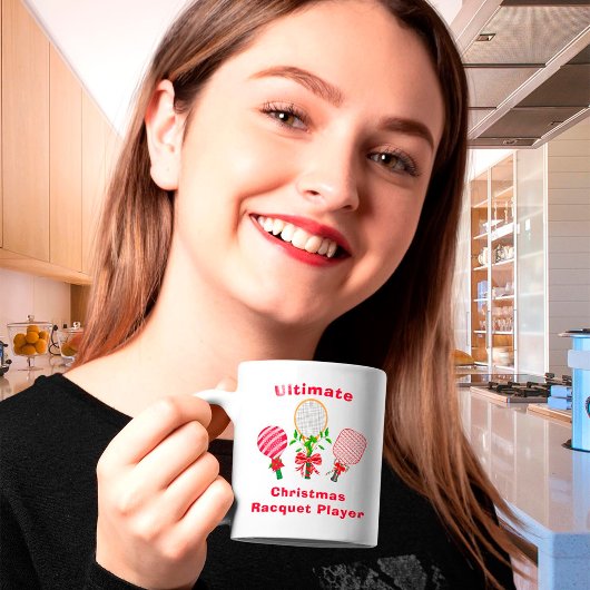 クリスマステニス、パドルボール、ピックボールプレーヤー コーヒーマグカップ