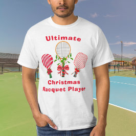 クリスマステニス、パドルボール、ピックルボールプレーヤー Tシャツ