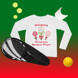 クリスマステニス、パドルボール、ピックルボールプレーヤー Tシャツ