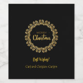 クリスマステンプレート、金ゴールド、そして黒。 ワインラベル (シングルラベル)