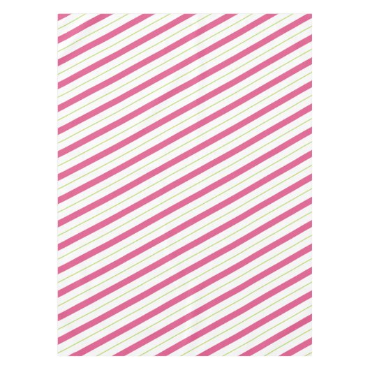 クリスマステーブルクロスのピンクと緑のストライプ テーブルクロス (正面)