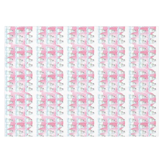 クリスマステーブルクロス、のどが渇いた雪だるまピンクハート テーブルクロス (正面(横))