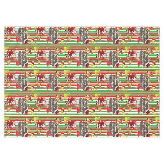 クリスマステーブルクロス、メリークリスマス、サンタ小妖精や小人 テーブルクロス (正面(横))