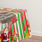 クリスマステーブルクロス、メリークリスマス、サンタ小妖精や小人 テーブルクロス (インサイチュ)