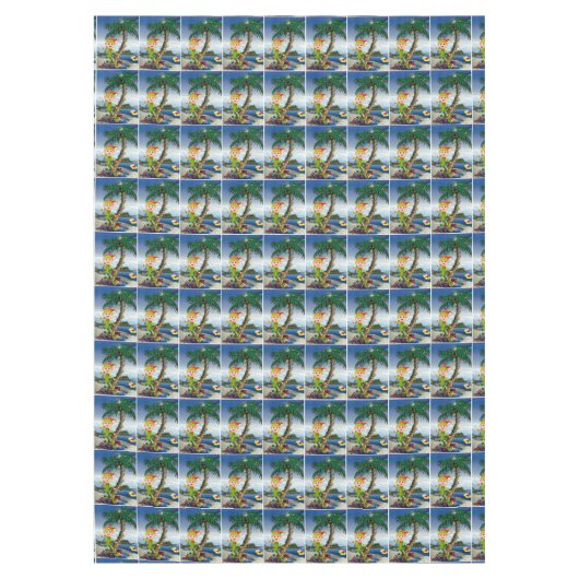 クリスマステーブルクロス、メリークリスマス、ビーチサンタ テーブルクロス (正面)