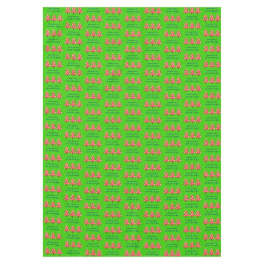 クリスマステーブルクロス、季節のごあいさつグリーンツリー テーブルクロス (正面)