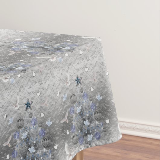 クリスマステーブルクロメリース、ブルーシルバーツリー テーブルクロス (インサイチュ)