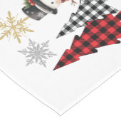 クリスマステーブルランナープレイドの木と雪だるま ミディアムテーブルランナー (コーナー)