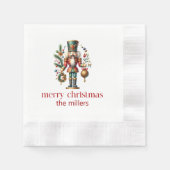クリスマステーマくるみクラッカー 縁ありカクテルナプキン (正面)