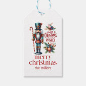 クリスマステーマくるみ割りレトロタイポグラフィワインL ギフトタグ (正面)