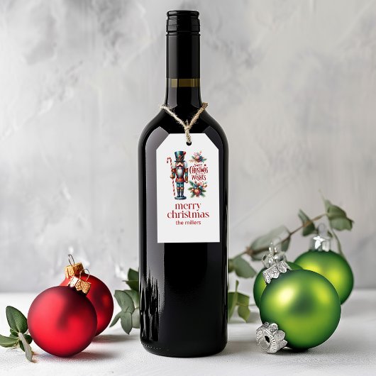 クリスマステーマくるみ割りレトロタイポグラフィワインL ギフトタグ