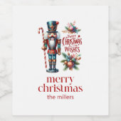 クリスマステーマくるみ割りレトロタイポグラフィワインL ワインラベル (シングルラベル)