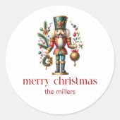 クリスマステーマくるみ割りレトロタイポグラフィ2 ラウンドシール (正面)