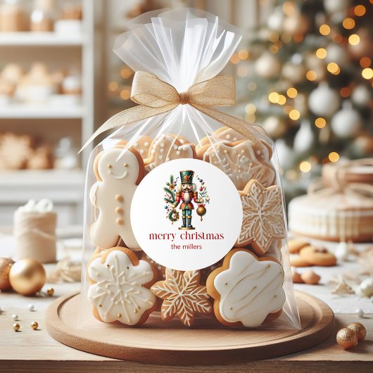 クリスマステーマくるみ割りレトロタイポグラフィ2 ラウンドシール