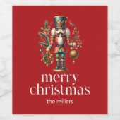 クリスマステーマくるみ割りレトロタイポグラフィ ワインラベル (シングルラベル)