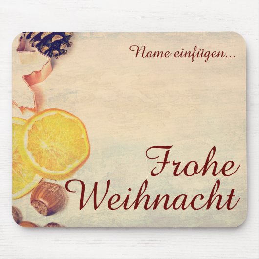 クリスマステーマとフルーツinパステルヴィンテージルック マウスパッド (正面)