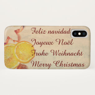 クリスマステーマとフルーツinパステルヴィンテージルック iPhone x ケース
