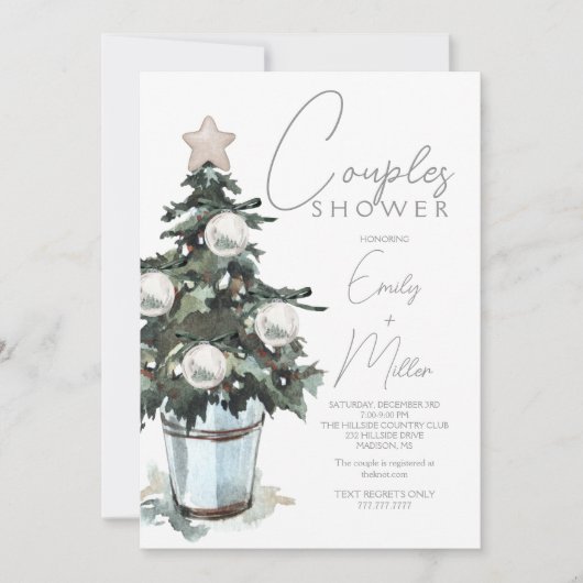 クリスマステーマのカップルウェディングシャワー招待状 招待状 (正面)