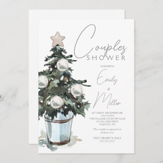 クリスマステーマのカップルウェディングシャワー招待状 招待状 (正面/裏面)