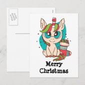 クリスマステーマのユニコーン シーズンポストカード (正面/裏面)