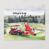 クリスマステーマをテーマにしたゴルフサンタクロース シーズンポストカード (正面)