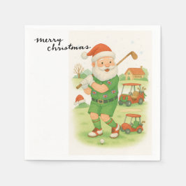 クリスマステーマをテーマにしたゴルフサンタクロース スタンダードカクテルナプキン