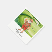 クリスマステーマをテーマにしたゴルフサンタクロース スタンダードカクテルナプキン (角)