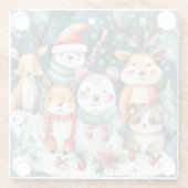 クリスマステーマクリスマスかわいい動物 ガラスコースター (裏面)