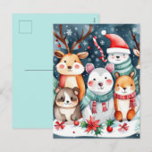 クリスマステーマクリスマスかわいい動物 シーズンポストカード (正面/裏面)