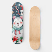 クリスマステーマクリスマスかわいい動物 スケートボード (正面)