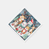 クリスマステーマクリスマスかわいい動物 スタンダードカクテルナプキン (角)